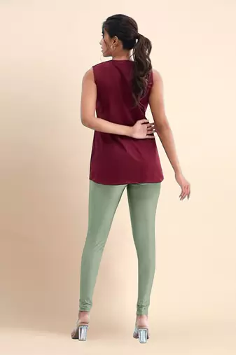 SteelGreen Microfiber elastane stretch soft churidar length leggings with ultrasoft waistband