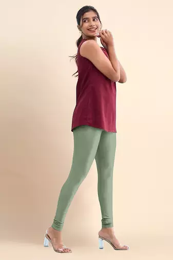 SteelGreen Microfiber elastane stretch soft churidar length leggings with ultrasoft waistband