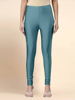 Teal Microfiber elastane stretch soft churidar length leggings with ultrasoft waistband 1