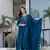 teal embroidered vichitra silk flared anarkali pant and dupatta set