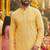 Men   s heavy rayon yellow embroidered kurta with cotton pyjama