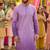 Men   s heavy rayon purple embroidered kurta with cotton pyjama