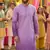 Men's  heavy rayon purple embroidered kurta with cotton pyjama