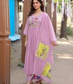 Women Ethnic Motifs Embroidered  Thread Work Chanderi  Kurta with Palazzos &  Dupatta