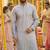 Men   s heavy rayon grey embroidered kurta with cotton pyjama