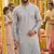 Men's  heavy rayon grey embroidered kurta with cotton pyjama