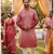 Men's  heavy rayon pink embroidered kurta with cotton pyjama