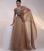 gold embroidered tissue lehenga set