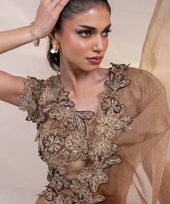 gold embroidered tissue lehenga set 4