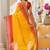  yellow fancy print bandhani saree  heavy moss chiffon with heavy work blouse