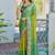  green fancy print bandhani saree  heavy moss chiffon with heavy work blouse