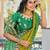 green fancy print bandhani saree  heavy moss chiffon with heavy work blouse