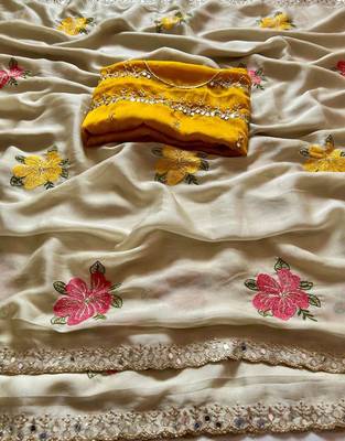 chiku rangoli silk saree with embroidered mirror work 4