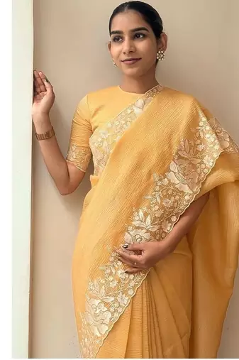 mustard candy crush silk saree