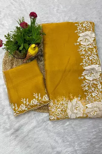 mustard candy crush silk saree