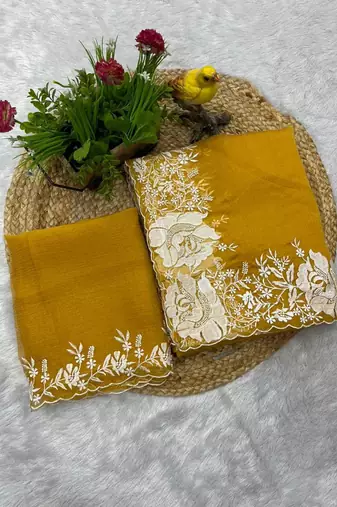 mustard candy crush silk saree