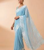 sky blue candy crush silk saree