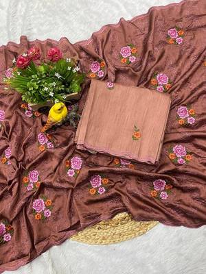 coffee color silk saree with multi-thread designs 3