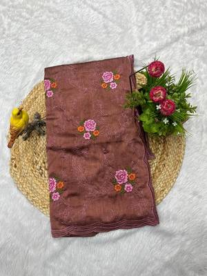 coffee color silk saree with multi-thread designs 4