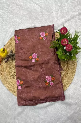 coffee color silk saree with multi-thread designs