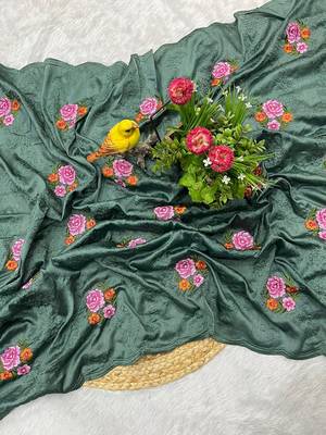 sea green silk saree with multi-thread cutwork designs 3