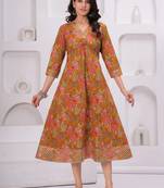 Mustard cotton printed dress