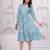 Sky-blue cotton printed dress