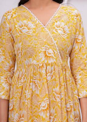Yellow cotton printed dress 3