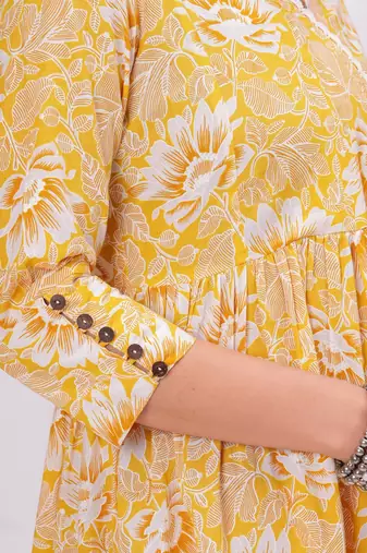 Yellow cotton printed dress