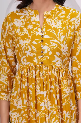 Yellow cotton printed dress