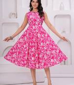 Pink cotton printed dress
