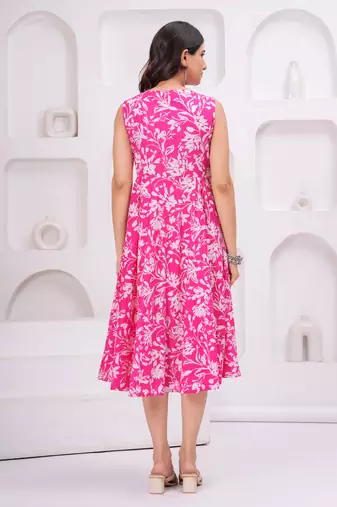 Pink cotton printed dress