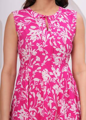 Pink cotton printed dress 4