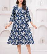 Blue cotton printed dress