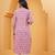 Pink pure cotton printed kurta
