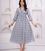 Blue cotton printed dress