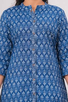 Blue pure cotton printed kurta 4