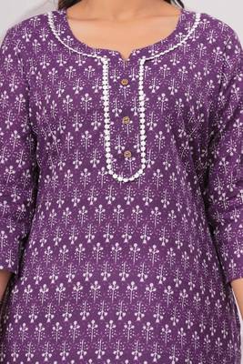 Lavender pure cotton printed kurta 4