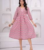 Pink cotton printed dress