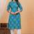 Blue pure cotton printed kurta