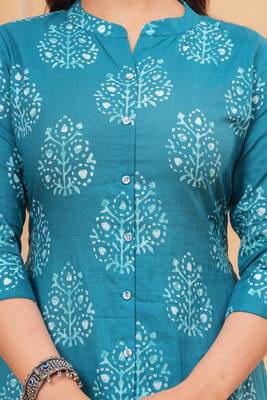 Blue pure cotton printed kurta 4