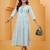 Sky-blue cotton printed dress