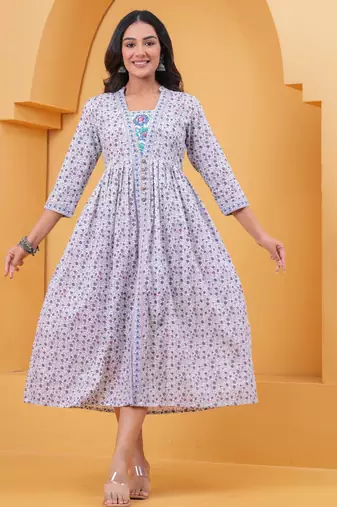 Multicolor cotton printed dress