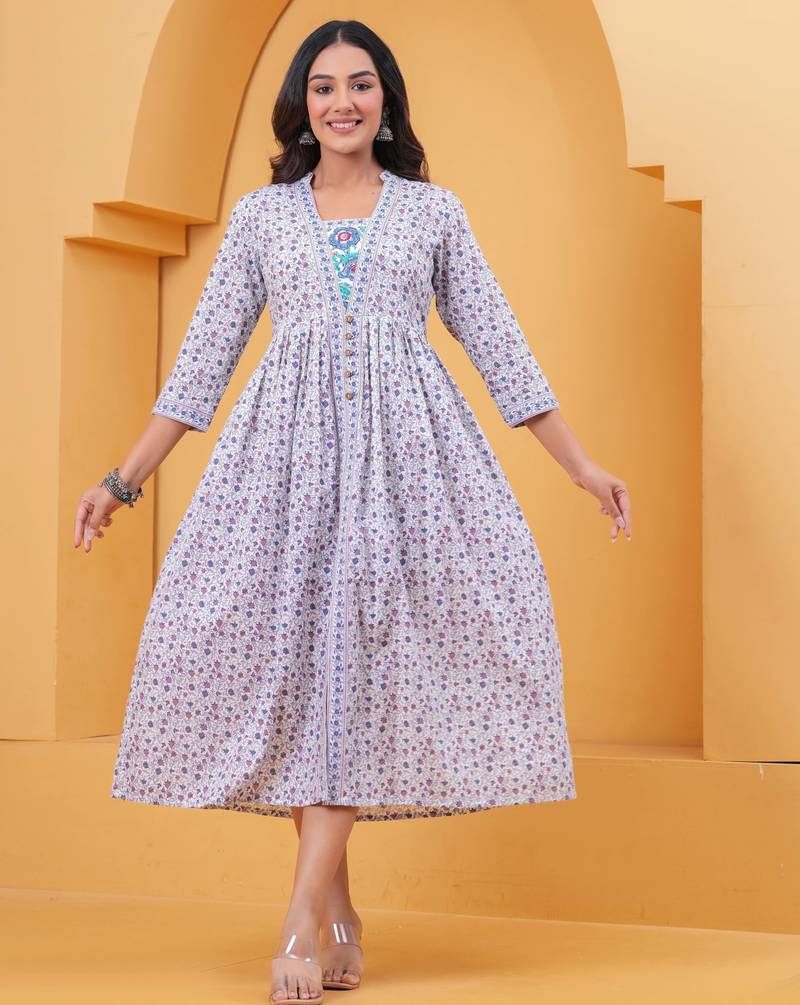 Multicolor cotton printed dress