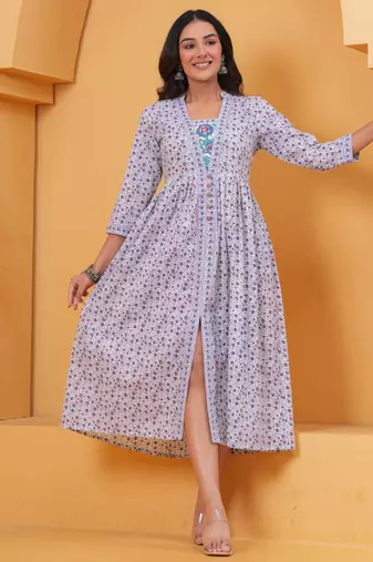 Multicolor cotton printed dress