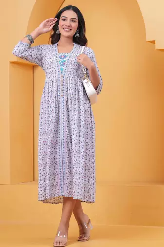 Multicolor cotton printed dress