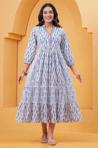 Multicolor cotton printed dress