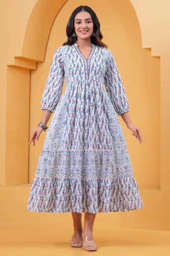 Multicolor cotton printed dress