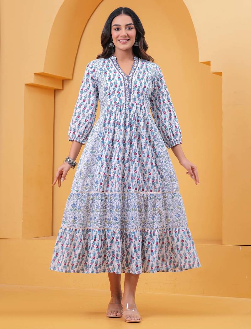 Multicolor cotton printed dress