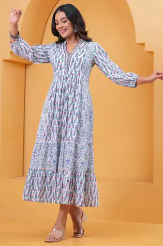Multicolor cotton printed dress